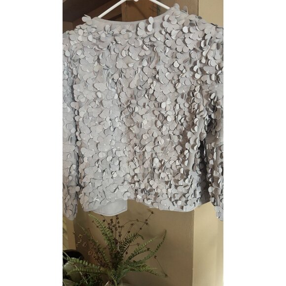 NWT Worth New York 100% Genuine Suede Leather Ruffle Flowers Gray  jacket SEE - Picture 7 of 9